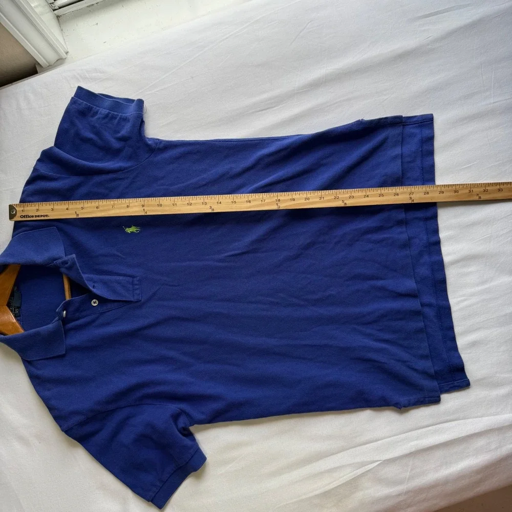 Polo Ralph Lauren Mens Small Blue Short Sleeve Pique Polo Lime Green Pony Logo
